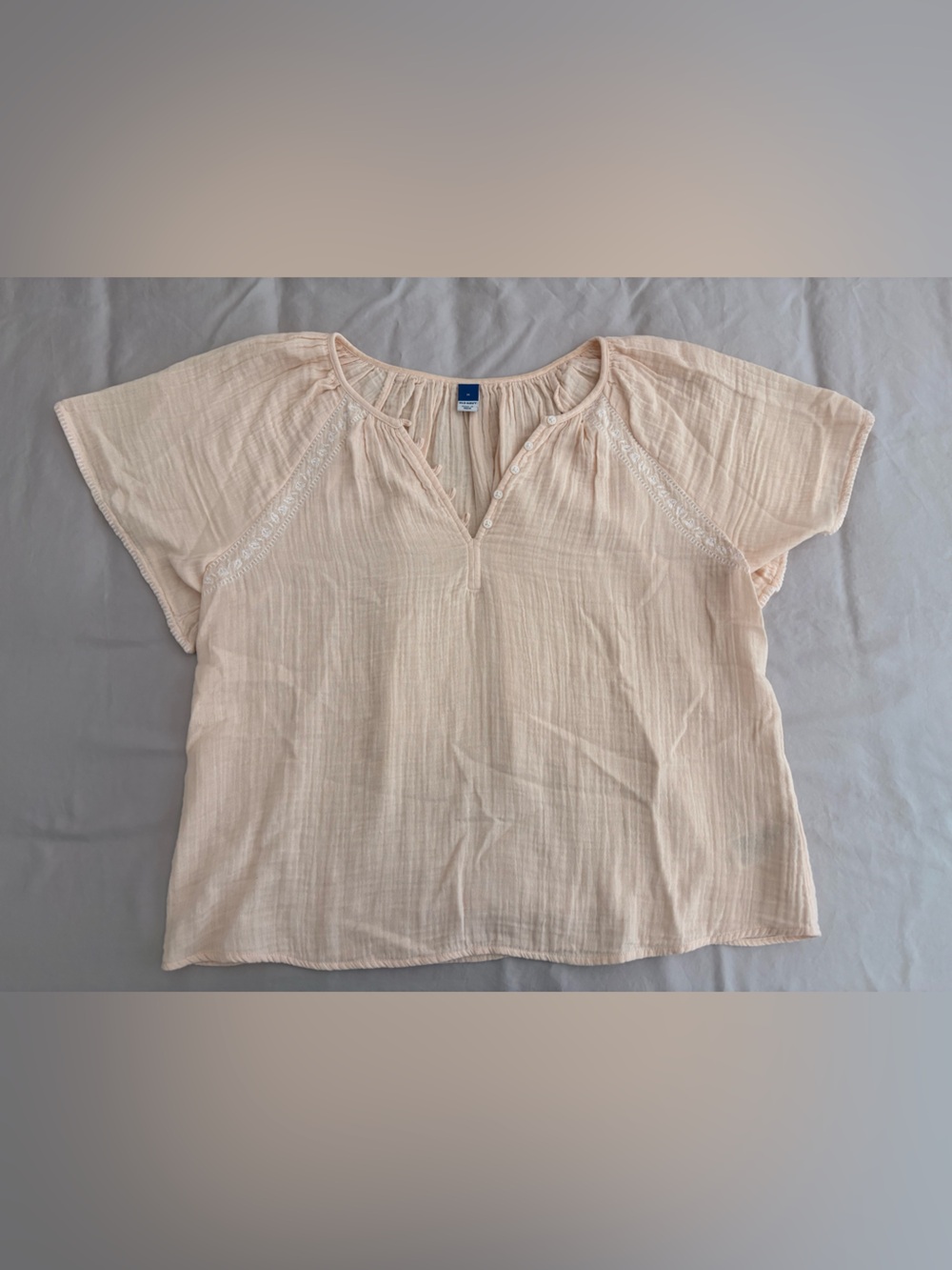 Old Navy Cream 100% Cotton Gauze Short Sleeve Top